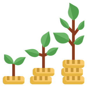 trees growing out of coins or money