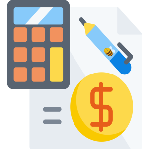 Un plan financiero, un bolígrafo y una calculadora Herramientas fotográficas