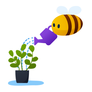 bee watering the flowers