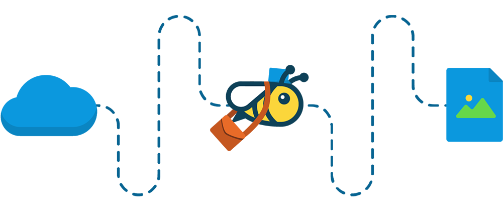 bee transfering from cloud to picture