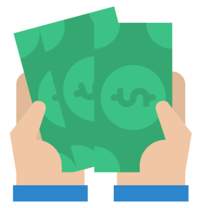 two hands holding cash money