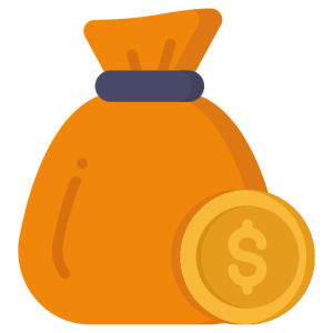 bolsa de dinero marrón con una moneda