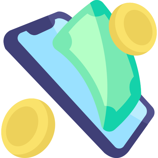 phone with money and coins