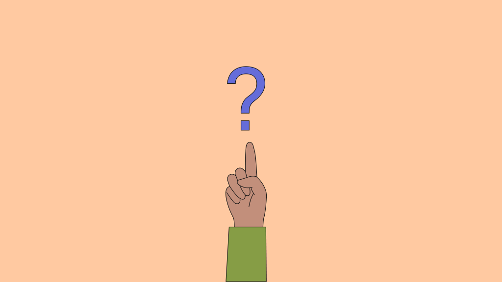 mano señalando un signo de interrogación